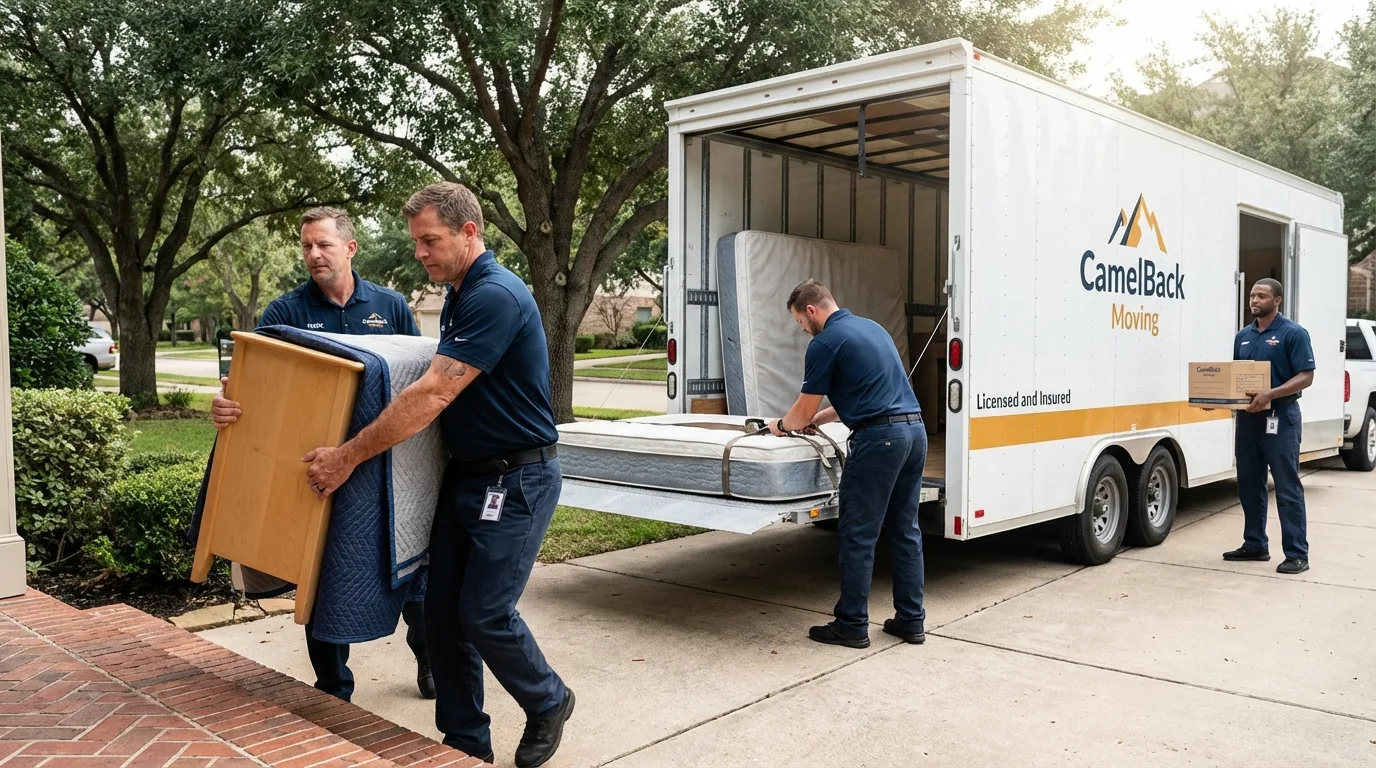 Crew loading residential truck for cross-state move from Grayson, GA