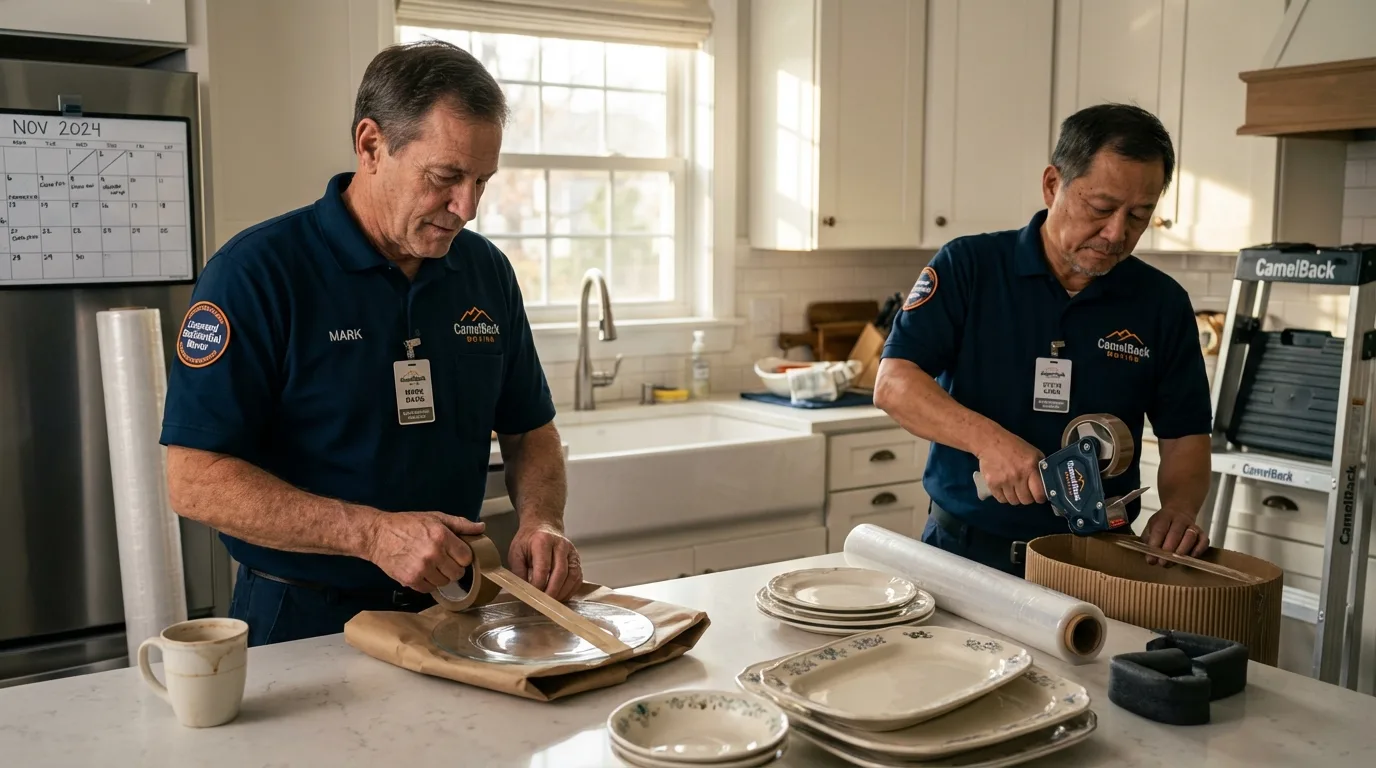 Professional crew packing kitchen dishware in Grayson, GA